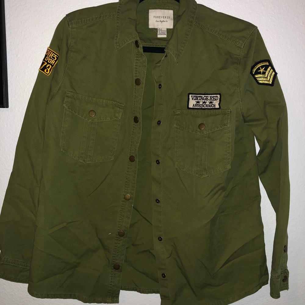 Army Green Forever21 long sleeved coat small